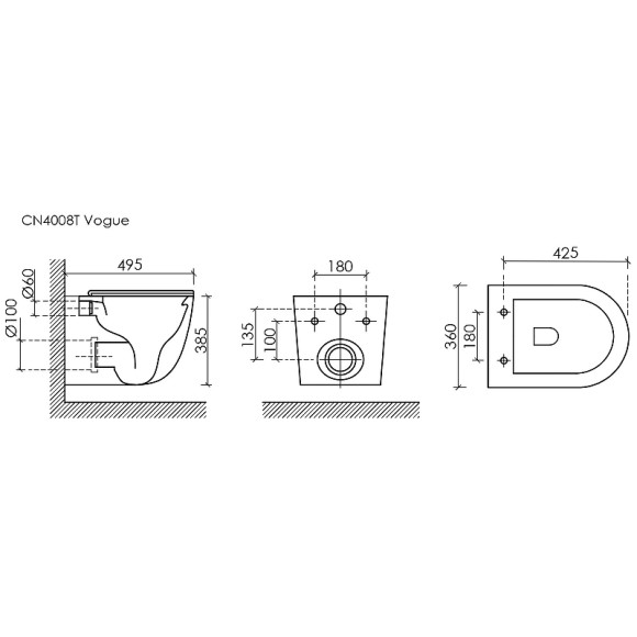 Унитаз Ceramicanova Vogue CN4008T подвесной Белый с сиденьем Микролифт