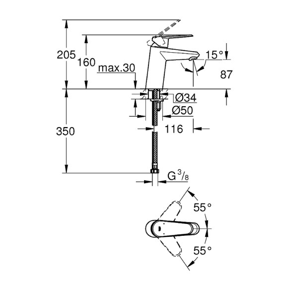 Смеситель для раковины Grohe Eurodisc Cosmopolitan 3246920E Хром