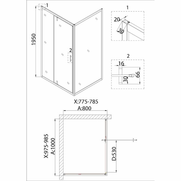 Душевой уголок Niagara Nova 100х80 NG-83-10AB-A80B профиль Черный стекло прозрачное Душевой уголок Niagara Nova 100х80 NG-83-10AB-A80B профиль Черный стекло прозрачное