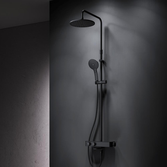 Душевая система AM.PM Inspire V2.0 F0750A522 с термостатом Черная матовая Душевая система AM.PM Inspire V2.0 F0750A522 с термостатом Черная матовая