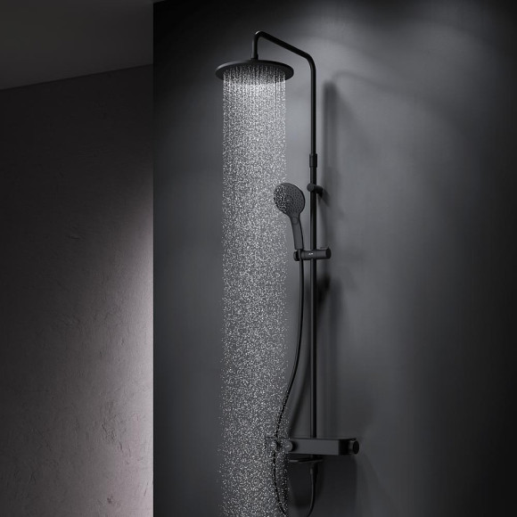 Душевая система AM.PM Inspire V2.0 F0750A522 с термостатом Черная матовая Душевая система AM.PM Inspire V2.0 F0750A522 с термостатом Черная матовая