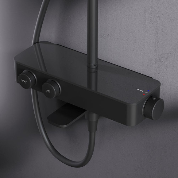 Душевая система AM.PM Inspire V2.0 F0750A522 с термостатом Черная матовая Душевая система AM.PM Inspire V2.0 F0750A522 с термостатом Черная матовая
