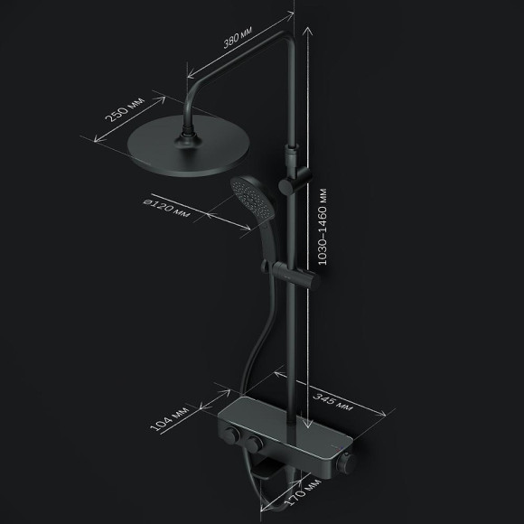 Душевая система AM.PM Inspire V2.0 F0750A522 с термостатом Черная матовая Душевая система AM.PM Inspire V2.0 F0750A522 с термостатом Черная матовая