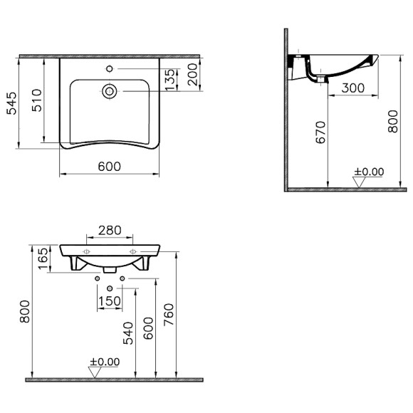 Раковина Vitra Conforma 60 5289B003-0001 Белая