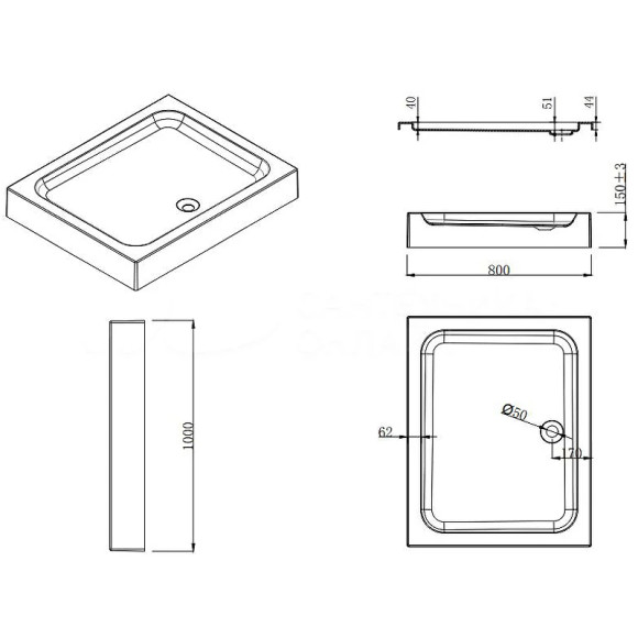 Душевой уголок Esbano ESR-8190 100x80 ESUGR8190 профиль Хром стекло прозрачное