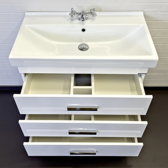 Тумба с раковиной Comforty Никосия 80Н 00-00011162 Белая глянцевая Тумба с раковиной Comforty Никосия 80Н 00-00011162 Белая глянцевая