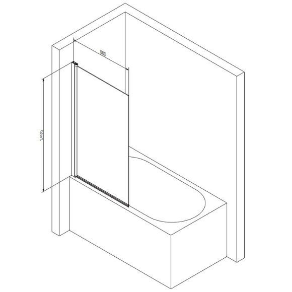 Шторка на ванну AM.PM Gem 80 W90BS-D080-140BT профиль Черный матовый стекло прозрачное