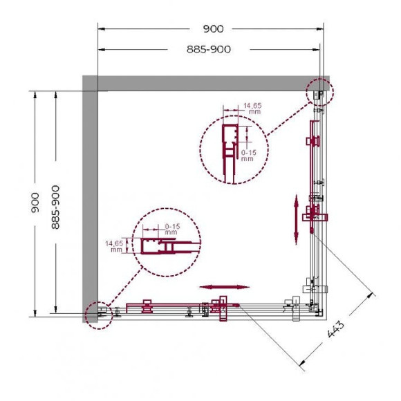 Душевой уголок BelBagno Marino 90x90 MARINO-A-2-90-C-NERO профиль Черный матовый стекло прозрачное