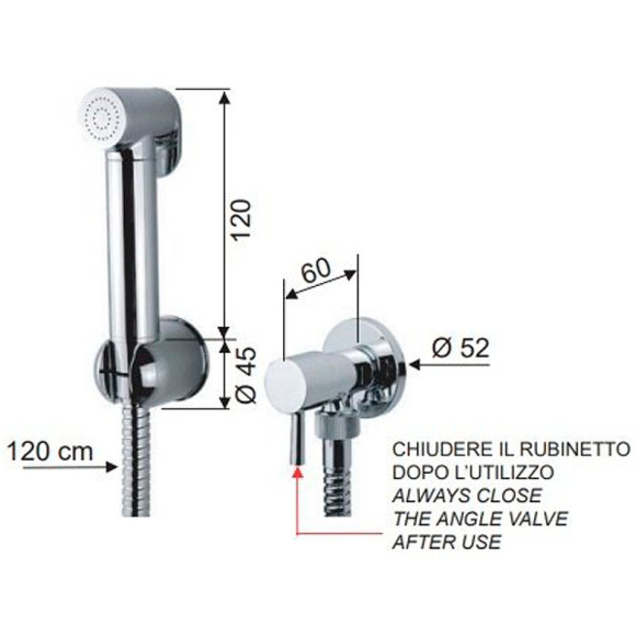 Гигиенический душ с запорным вентилем Remer 332REW Хром Гигиенический душ с запорным вентилем Remer 332REW Хром