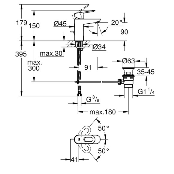 Смеситель для раковины Grohe BauLoop 23335000 Хром Смеситель для раковины Grohe BauLoop 23335000 Хром