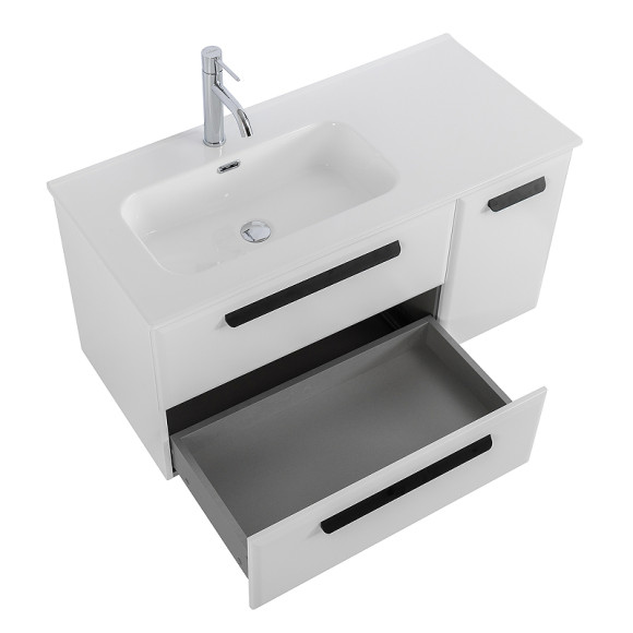 Тумба под раковину Cezares Eco-Cer-N 100 L ECO-CER-N-1000-2C-1A-SO-BL-L подвесная Bianco Lucido без ручек