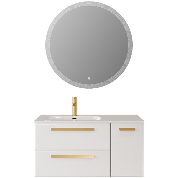 Тумба под раковину Cezares Eco-Cer-N 100 L ECO-CER-N-1000-2C-1A-SO-BL-L подвесная Bianco Lucido без ручек