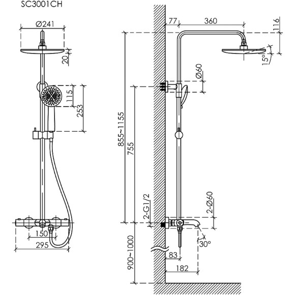 Душевая система Sancos Game SC3001CH с термостатом Хром