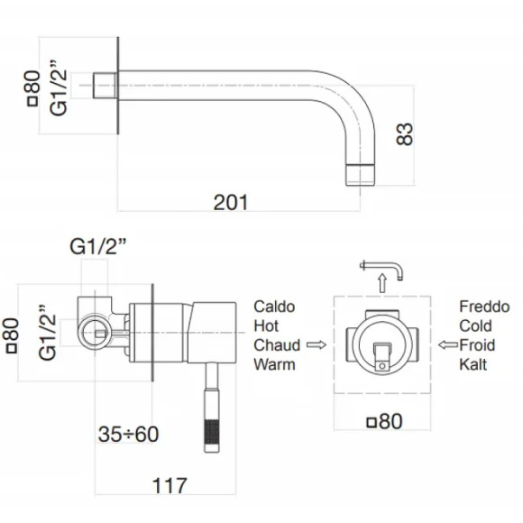 Смеситель для раковины Webert Rimini RI830605010 Золото Смеситель для раковины Webert Rimini RI830605010 Золото