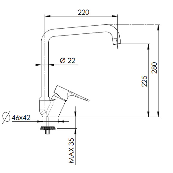 Смеситель для кухни Remer Winner W42U Хром Смеситель для кухни Remer Winner W42U Хром