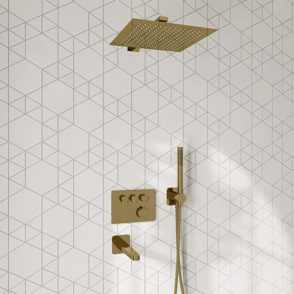 Душевая система WasserKRAFT Sauer A7158.183.261.280.197.281.187 Thermo с термостатом Золото глянцевое