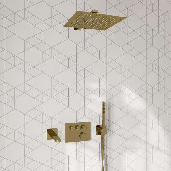 Душевая система WasserKRAFT Sauer A7158.183.261.280.197.281.187 Thermo с термостатом Золото глянцевое