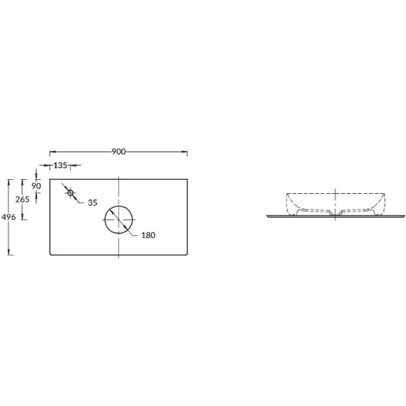 Столешница под раковину Kerama Marazzi Magica 90 MA.1.1.SG519920R\90 Серая матовая