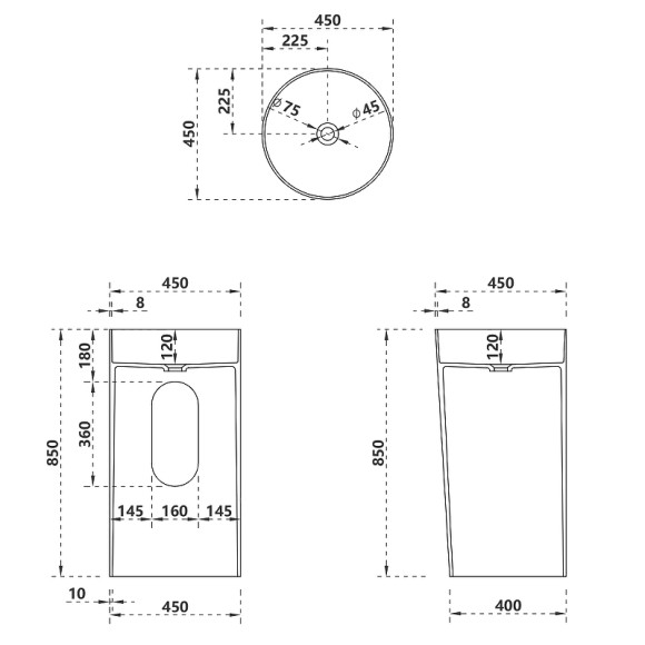 Раковина Abber Stein 45 AS2506-H Белая матовая Раковина Abber Stein 45 AS2506-H Белая матовая