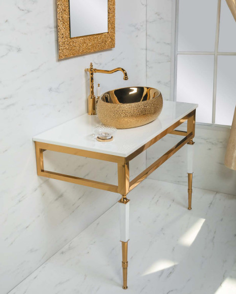 Консоль под раковину Boheme Armadi Art Vogue 100 890-G Золото Белая