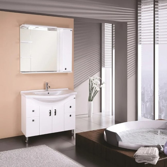 Зеркало со шкафом Onika Эльбрус 90.02 R 209004 с подсветкой Белое Зеркало со шкафом Onika Эльбрус 90.02 R 209004 с подсветкой Белое