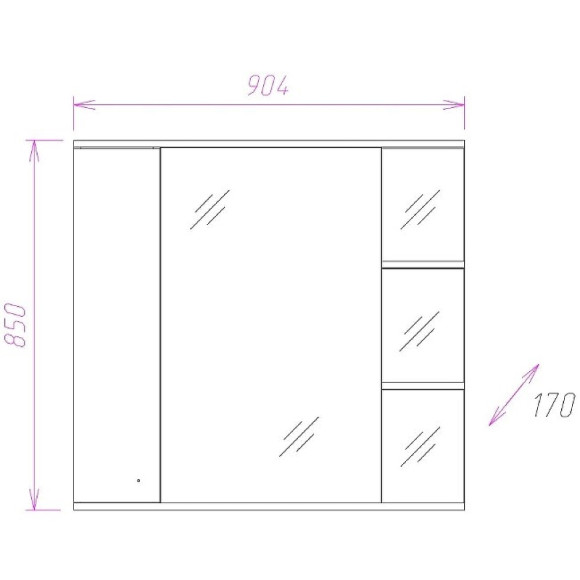 Зеркало со шкафом Onika Эльбрус 90.02 R 209004 с подсветкой Белое Зеркало со шкафом Onika Эльбрус 90.02 R 209004 с подсветкой Белое