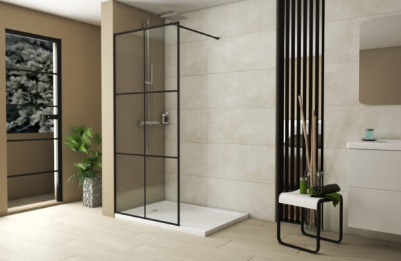 Душевая перегородка Bravat Black Line 90 BG090.5413B профиль Черный стекло прозрачное