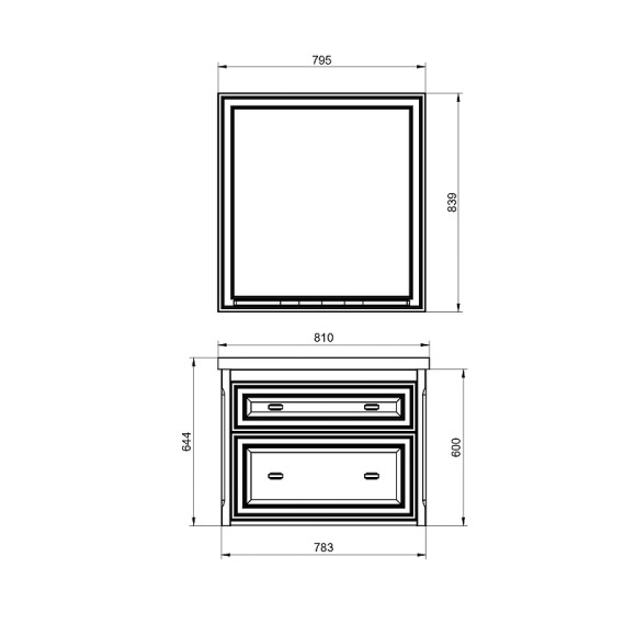 Комплект мебели для ванной ASB-Woodline Кастелло 80 Бежевый