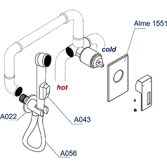 Гигиенический душ со смесителем WasserKRAFT Alme A01556 Хром
