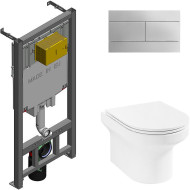 Комплект унитаза с инсталляцией Jacob Delafon Elite E21742RU-00 с сиденьем Микролифт и клавишей смыва Хром Комплект унитаза с инсталляцией Jacob Delafon Elite E21742RU-00 с сиденьем Микролифт и клавишей смыва Хром