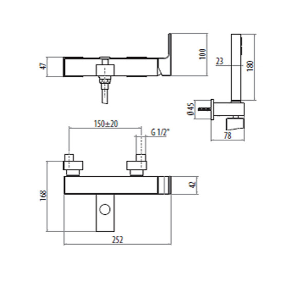 Смеситель для ванны Gattoni Kubik 2500/25C0 Хром Смеситель для ванны Gattoni Kubik 2500/25C0 Хром