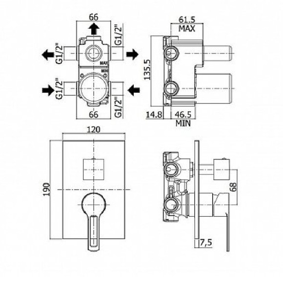Смеситель для душа Paffoni Ringo RIN019BO/M Белый матовый