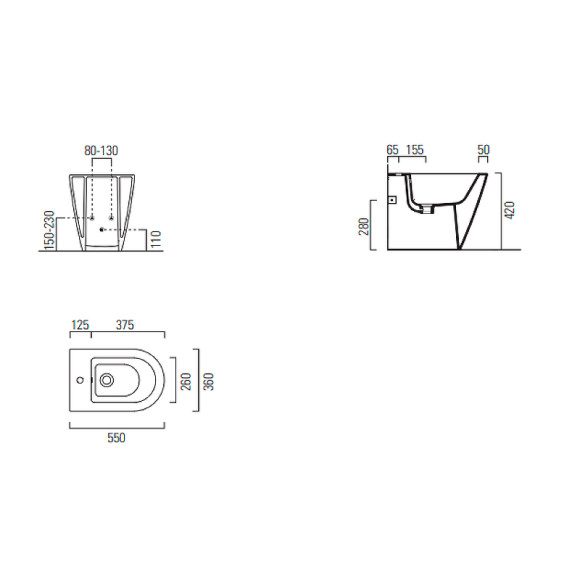 Биде GSI Kube X 9462111 приставное Белое Биде GSI Kube X 9462111 приставное Белое