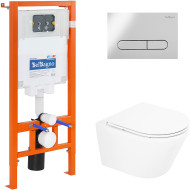 Комплект унитаза с инсталляцией BelBagno Tre BB8001CHR/SC/BB002-80/BB005-PR-CHROME с сиденьем Микролифт и клавишей смыва Хром глянцевый Комплект унитаза с инсталляцией BelBagno Tre BB8001CHR/SC/BB002-80/BB005-PR-CHROME с сиденьем Микролифт и клавишей смыва Хром глянцевый