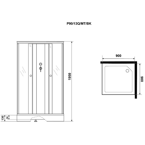 Душевая кабина Niagara Promo 90x90 P90/13Q/MT/BK без гидромассажа Душевая кабина Niagara Promo 90x90 P90/13Q/MT/BK без гидромассажа
