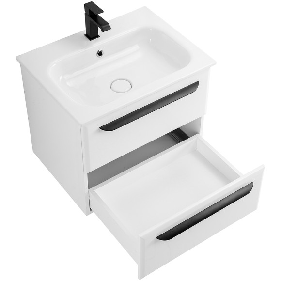 Тумба под раковину Cezares Eco-Cer 60 ECO-CER-600-2C-SO-BL подвесная Bianco Lucido без ручек