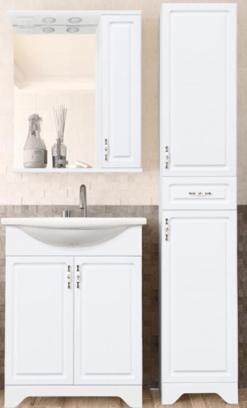 Зеркало со шкафом Style Line Олеандр 2 90 С с подсветкой Белый глянец