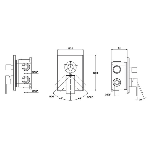 Смеситель для душа Kaiser Sonat 34122 Хром