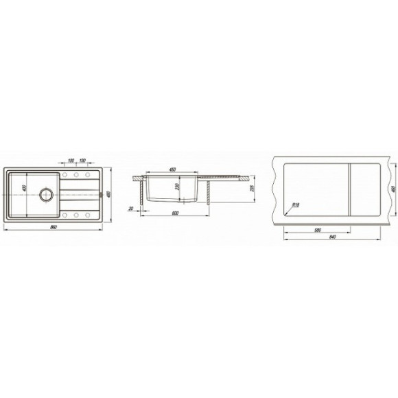 Кухонная мойка Florentina Комби-860 21.400.D0860.302 Антрацит Кухонная мойка Florentina Комби-860 21.400.D0860.302 Антрацит