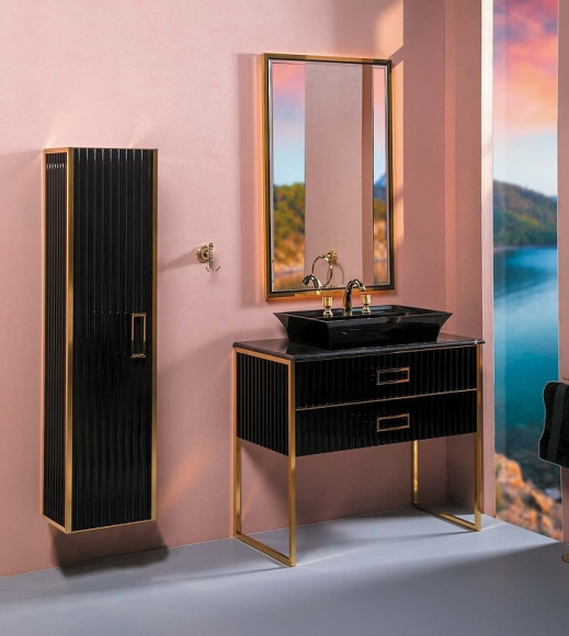 Шкаф пенал Boheme Armadi Art Monaco 35 868-BG подвесной Черный глянец Золото Шкаф пенал Boheme Armadi Art Monaco 35 868-BG подвесной Черный глянец Золото