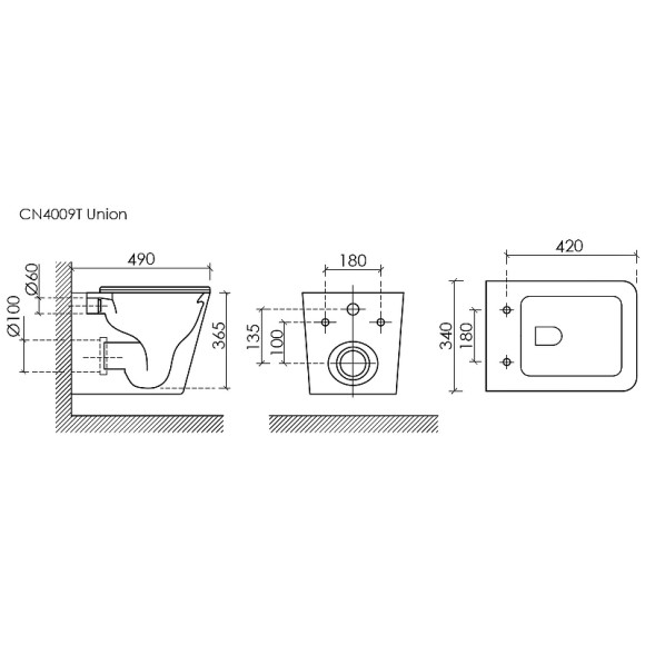 Унитаз Ceramicanova Union CN4009T подвесной Белый с сиденьем Микролифт