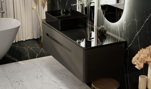 Тумба под раковину Jorno Shine 120 Shi.01.120/P/A подвесная Антрацит