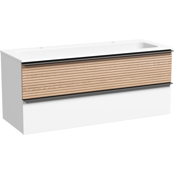 Тумба под раковину Sancos Delta 120 DL120W подвесная Дуб светлый Белая Тумба под раковину Sancos Delta 120 DL120W подвесная Дуб светлый Белая