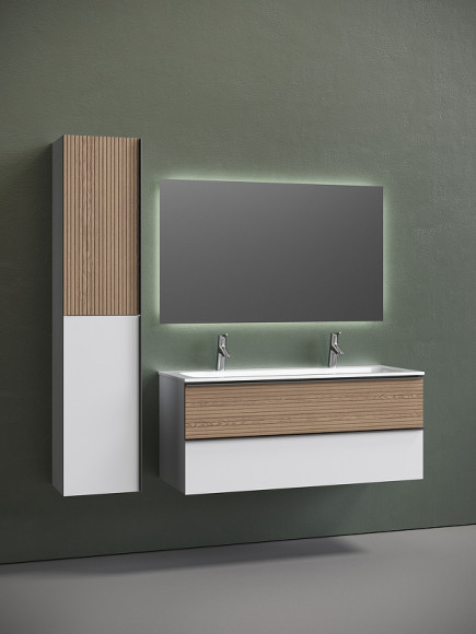 Тумба под раковину Sancos Delta 120 DL120W подвесная Дуб светлый Белая Тумба под раковину Sancos Delta 120 DL120W подвесная Дуб светлый Белая