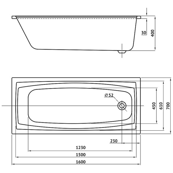 Акриловая ванна Berges Feya 160x70 050011 без гидромассажа Акриловая ванна Berges Feya 160x70 050011 без гидромассажа