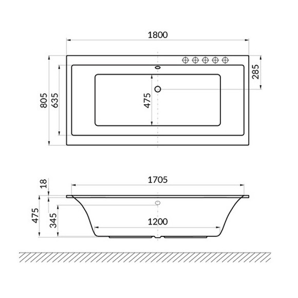 Акриловая ванна Excellent Pryzmat Slim 180x80 WAEX.PRY18WHS без гидромассажа Акриловая ванна Excellent Pryzmat Slim 180x80 WAEX.PRY18WHS без гидромассажа