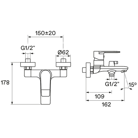 Смеситель для ванны Santek Арма WH5A10007C001 Хром