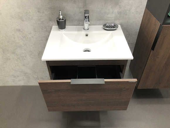 Тумба с раковиной Comforty Франкфурт 60 00004150530 подвесная Дуб шоколадно-коричневый Черная матовая Тумба с раковиной Comforty Франкфурт 60 00004150530 подвесная Дуб шоколадно-коричневый Черная матовая