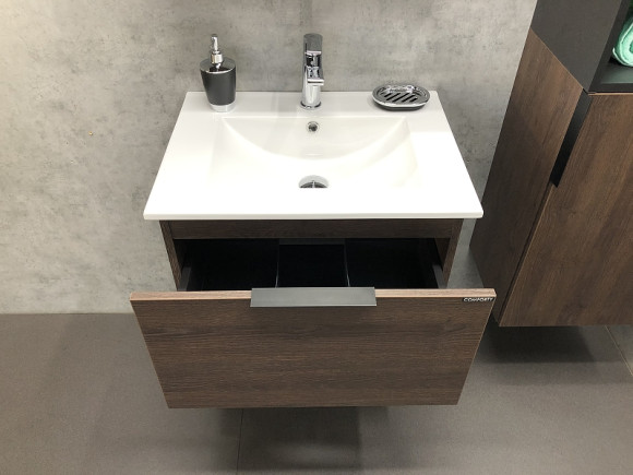 Тумба с раковиной Comforty Франкфурт 60 00004150530 подвесная Дуб шоколадно-коричневый Черная матовая Тумба с раковиной Comforty Франкфурт 60 00004150530 подвесная Дуб шоколадно-коричневый Черная матовая