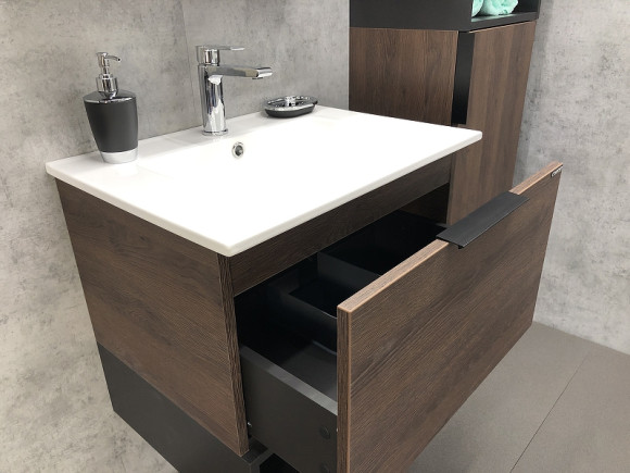 Тумба с раковиной Comforty Франкфурт 60 00004150530 подвесная Дуб шоколадно-коричневый Черная матовая Тумба с раковиной Comforty Франкфурт 60 00004150530 подвесная Дуб шоколадно-коричневый Черная матовая